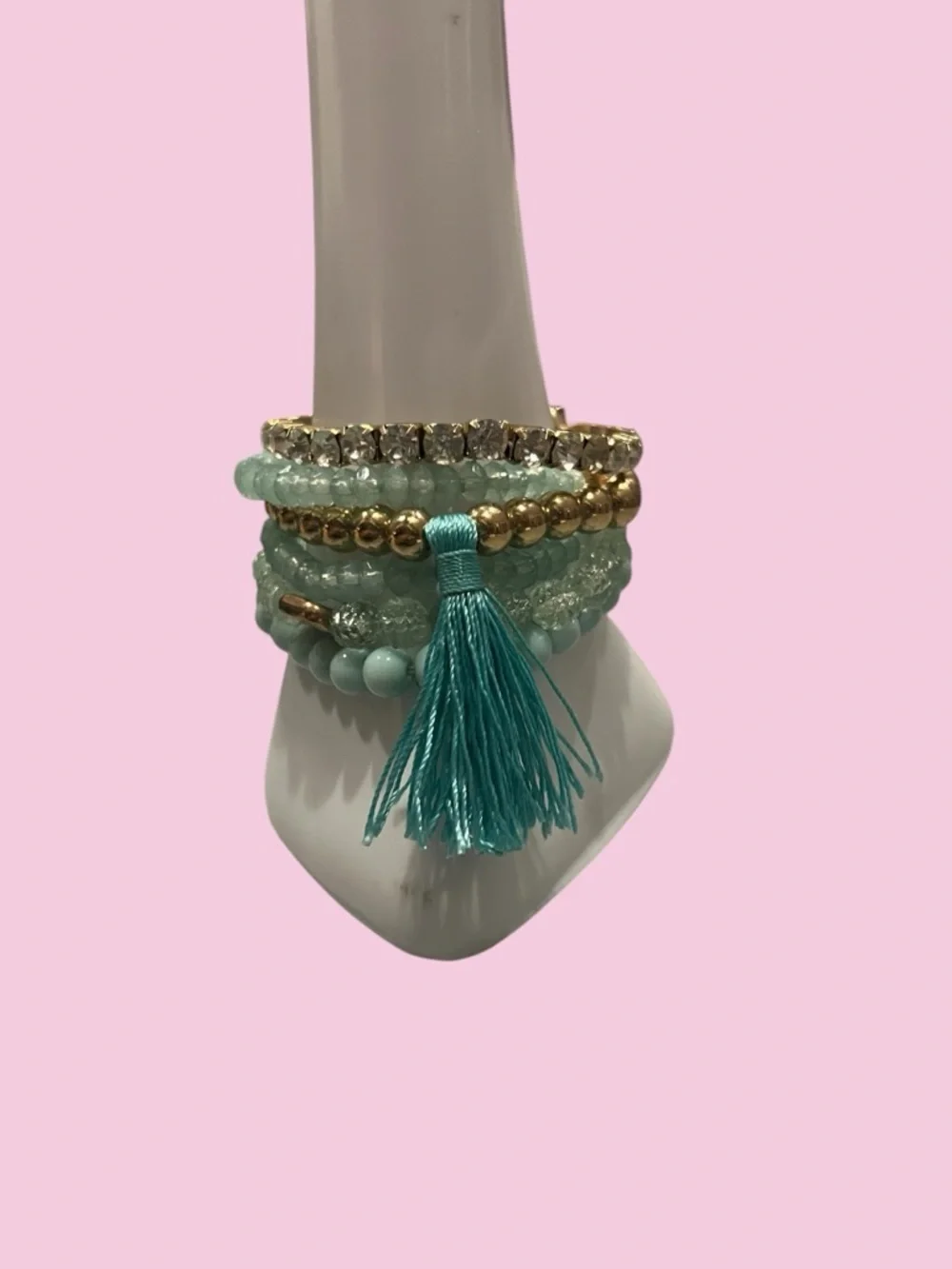 Beaded Bracelet Set – Stackable Multi-Layered Boho Bangles Beads & Tassel